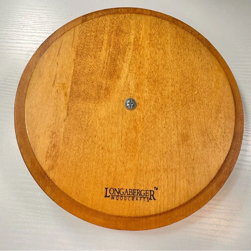 Longaberger Round Basket with Handle and Wooden Lid, Red Knob